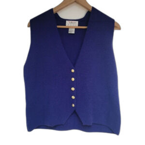 Vintage Talbots | Purple Wool Blend V Neck Gold Buttons Old Money Preppy PL